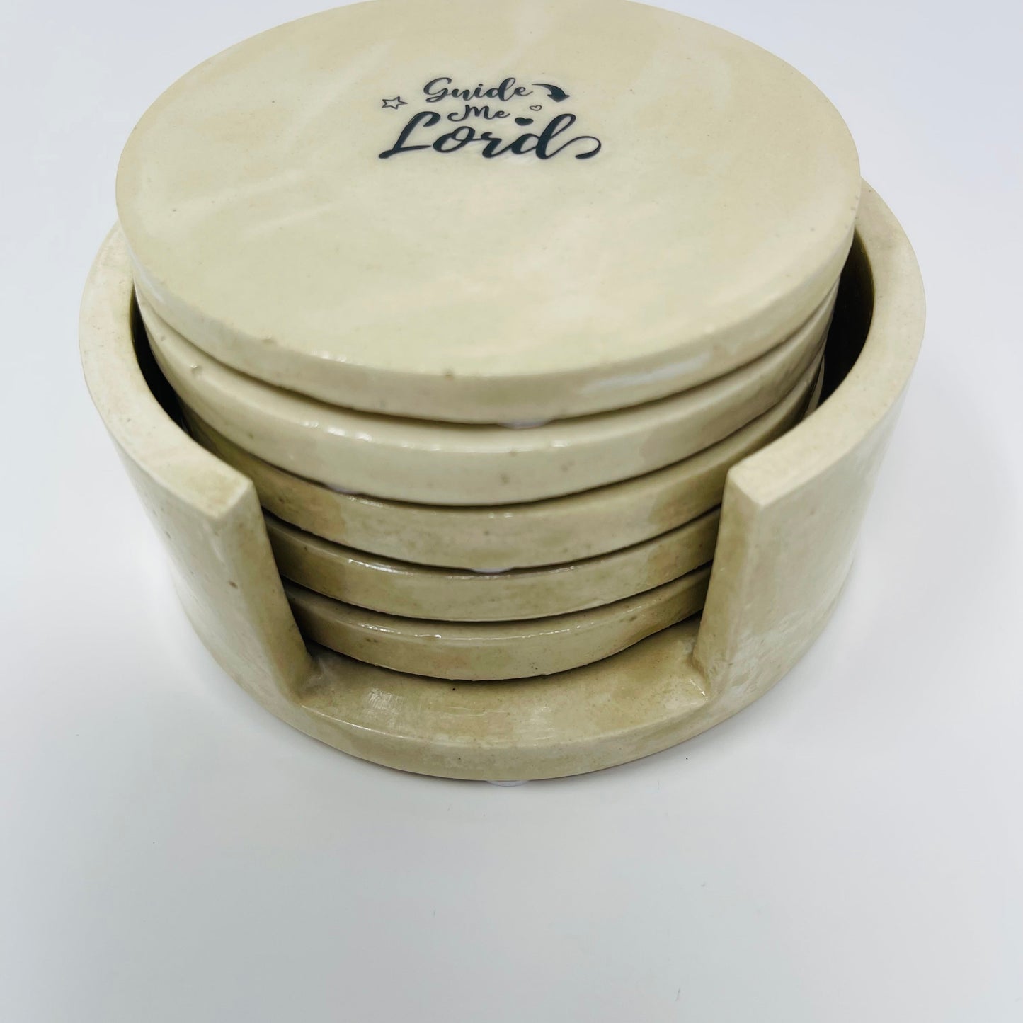 Spiritual Affirmations Round Coaster set with Holder