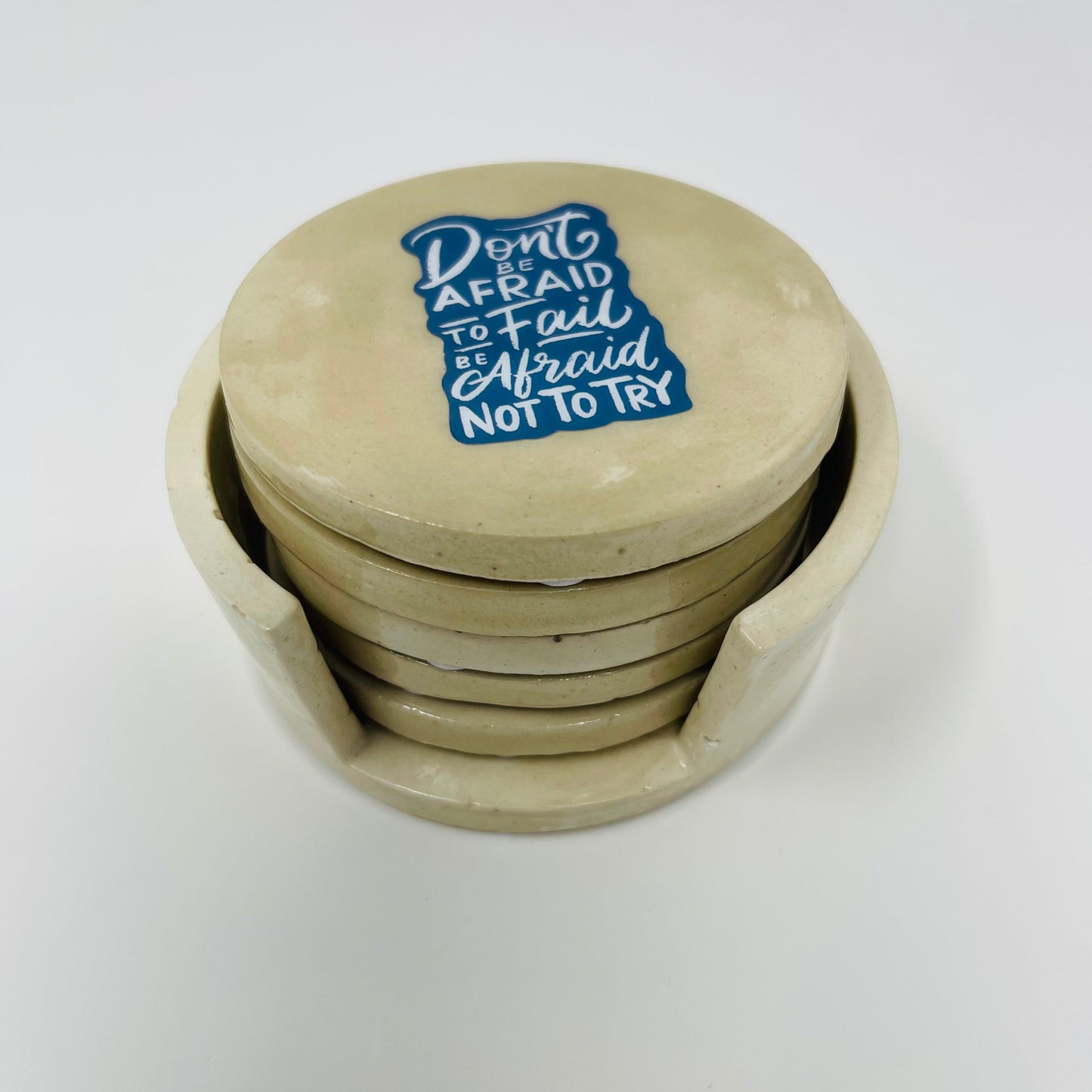 Positive Affirmations Round Coaster Set with Holder