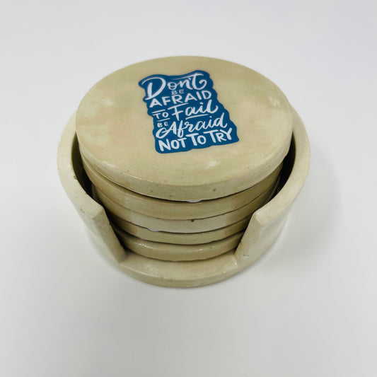 Positive Affirmations Round Coaster Set with Holder
